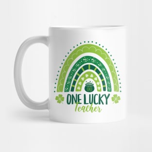 One Lucky Teacher St Patricks Day Rainbow Mug